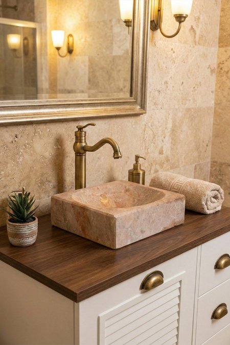 حوض مغسلة حجري مربع – 26×33 سم